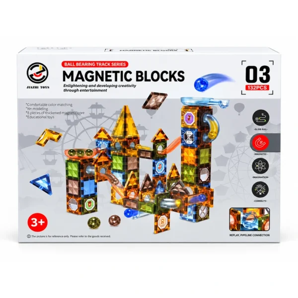 Magnetic Blocks 132 Pièces – Jeu de Construction Magnétique