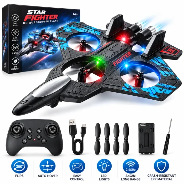 Avion Drone RC Star Fighter 2.4GHz – Auto Hover & 360°